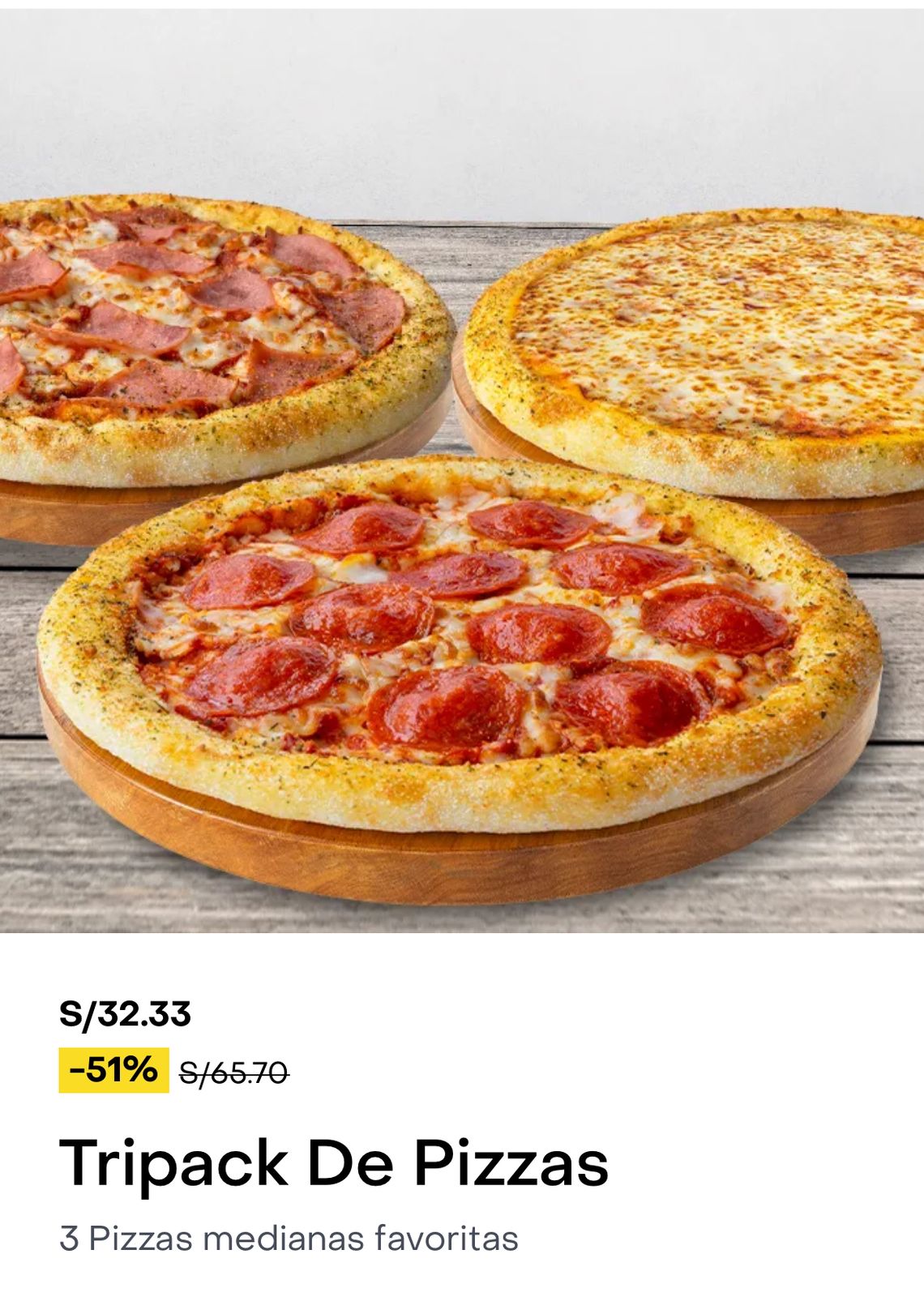 3× Tripack de Pizzas medianas favoritas
