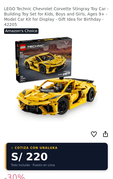 LEGO | Technic Chevrolet Corvette Stingray juego de construcción (9+...