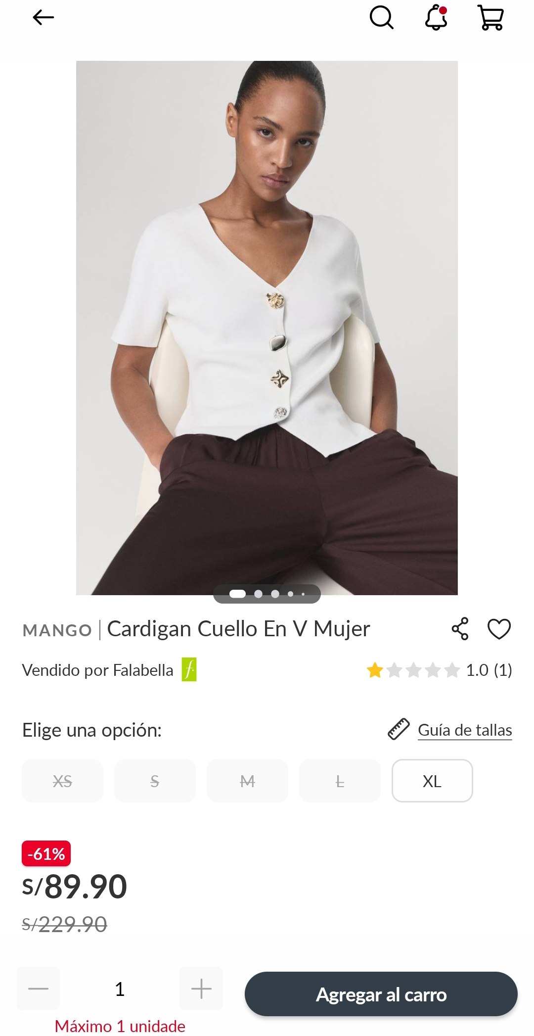 cardigan mujer cuello en v mango